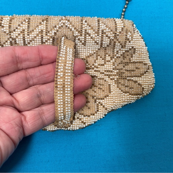 Artisan Beaded Clutch in Cream and Brown - Picture 4 of 11